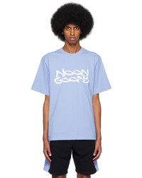 hellblaues bedrucktes T-Shirt mit einem Rundhalsausschnitt von Noon Goons