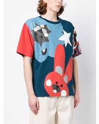 hellblaues bedrucktes T-Shirt mit einem Rundhalsausschnitt von Kenzo