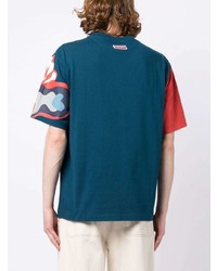hellblaues bedrucktes T-Shirt mit einem Rundhalsausschnitt von Kenzo