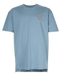 hellblaues bedrucktes T-Shirt mit einem Rundhalsausschnitt von Off Duty