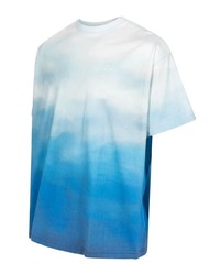 hellblaues bedrucktes T-Shirt mit einem Rundhalsausschnitt von Stampd