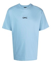 hellblaues bedrucktes T-Shirt mit einem Rundhalsausschnitt von Omc