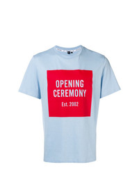 hellblaues bedrucktes T-Shirt mit einem Rundhalsausschnitt von Opening Ceremony