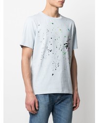 hellblaues bedrucktes T-Shirt mit einem Rundhalsausschnitt von Paul Smith