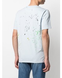 hellblaues bedrucktes T-Shirt mit einem Rundhalsausschnitt von Paul Smith