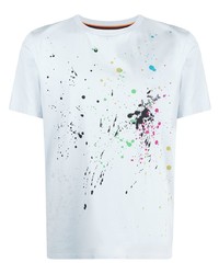 hellblaues bedrucktes T-Shirt mit einem Rundhalsausschnitt von Paul Smith
