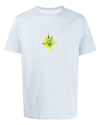 hellblaues bedrucktes T-Shirt mit einem Rundhalsausschnitt von Paul Smith