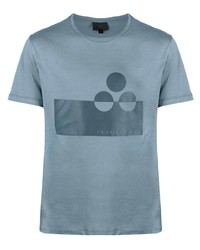 hellblaues bedrucktes T-Shirt mit einem Rundhalsausschnitt von Peuterey