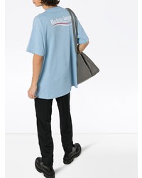 hellblaues bedrucktes T-Shirt mit einem Rundhalsausschnitt von Balenciaga
