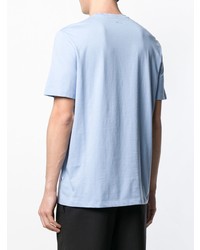 hellblaues bedrucktes T-Shirt mit einem Rundhalsausschnitt von Versace Collection