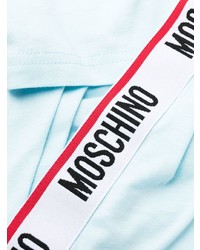 hellblaues bedrucktes T-Shirt mit einem Rundhalsausschnitt von Moschino