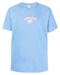hellblaues bedrucktes T-Shirt mit einem Rundhalsausschnitt von RIPNDIP