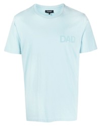 hellblaues bedrucktes T-Shirt mit einem Rundhalsausschnitt von Ron Dorff