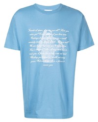 hellblaues bedrucktes T-Shirt mit einem Rundhalsausschnitt von Saintwoods