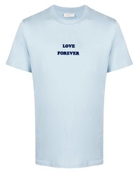 hellblaues bedrucktes T-Shirt mit einem Rundhalsausschnitt von Sandro Paris