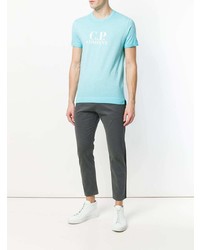 hellblaues bedrucktes T-Shirt mit einem Rundhalsausschnitt von CP Company