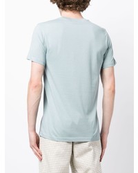 hellblaues bedrucktes T-Shirt mit einem Rundhalsausschnitt von PS Paul Smith