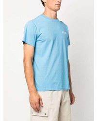 hellblaues bedrucktes T-Shirt mit einem Rundhalsausschnitt von Sporty & Rich