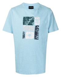 hellblaues bedrucktes T-Shirt mit einem Rundhalsausschnitt von SPORT b. by agnès b.