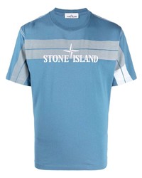 hellblaues bedrucktes T-Shirt mit einem Rundhalsausschnitt von Stone Island