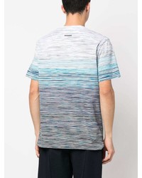 hellblaues bedrucktes T-Shirt mit einem Rundhalsausschnitt von Missoni