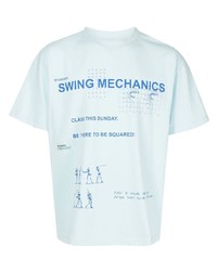 hellblaues bedrucktes T-Shirt mit einem Rundhalsausschnitt von Students