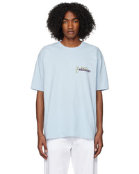 hellblaues bedrucktes T-Shirt mit einem Rundhalsausschnitt von Stussy