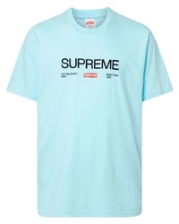 hellblaues bedrucktes T-Shirt mit einem Rundhalsausschnitt von Supreme