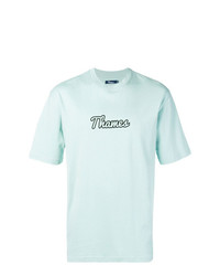 hellblaues bedrucktes T-Shirt mit einem Rundhalsausschnitt von Thames
