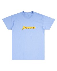hellblaues bedrucktes T-Shirt mit einem Rundhalsausschnitt von Travis Scott Astroworld