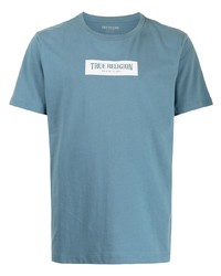 hellblaues bedrucktes T-Shirt mit einem Rundhalsausschnitt von True Religion
