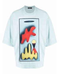hellblaues bedrucktes T-Shirt mit einem Rundhalsausschnitt von UNDERCOVE