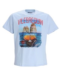 hellblaues bedrucktes T-Shirt mit einem Rundhalsausschnitt von Vilebrequin