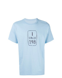 hellblaues bedrucktes T-Shirt mit einem Rundhalsausschnitt von VISVIM