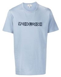 hellblaues bedrucktes T-Shirt mit einem Rundhalsausschnitt von Woolrich