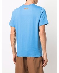 hellblaues bedrucktes T-Shirt mit einem Rundhalsausschnitt von Coach