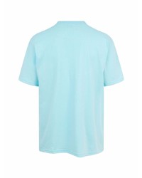 hellblaues bedrucktes T-Shirt mit einem Rundhalsausschnitt von Supreme