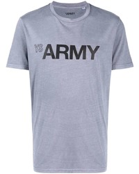 hellblaues bedrucktes T-Shirt mit einem Rundhalsausschnitt von Yves Salomon Army
