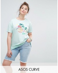 hellblaues bedrucktes T-shirt von Asos