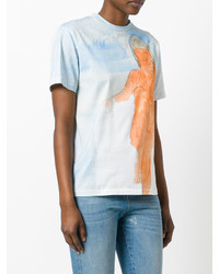 hellblaues bedrucktes T-shirt von Christopher Kane