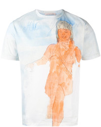 hellblaues bedrucktes T-shirt von Christopher Kane