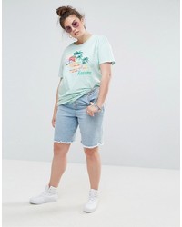 hellblaues bedrucktes T-shirt von Asos