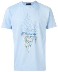 hellblaues bedrucktes T-shirt von Etro