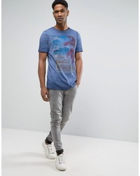 hellblaues bedrucktes T-shirt von Jack and Jones