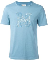 hellblaues bedrucktes T-shirt von Maison Margiela