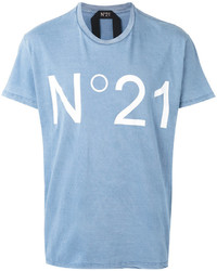 hellblaues bedrucktes T-shirt von No.21