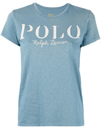 hellblaues bedrucktes T-shirt von Polo Ralph Lauren