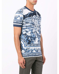 hellblaues bedrucktes T-shirt von Dolce & Gabbana