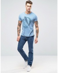 hellblaues bedrucktes T-shirt von Scotch & Soda