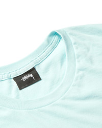 hellblaues bedrucktes T-shirt von Stussy